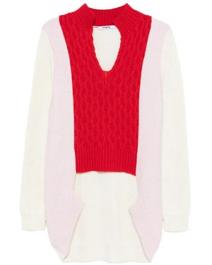 Vivetta Cable-Knit V-Neck Mini Dress - Red