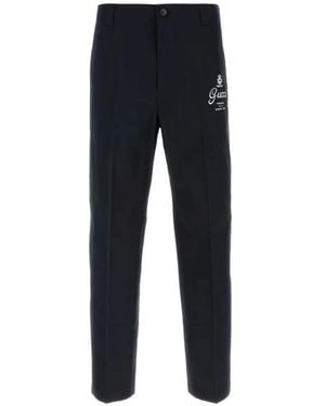 Gucci Printed Cotton Twill Trousers - Blue