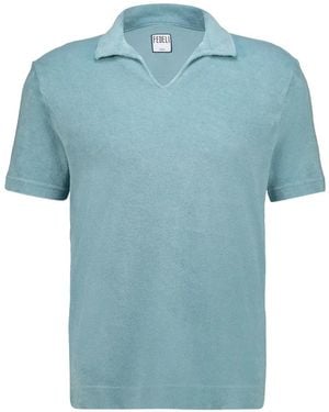 Fedeli Knitted Cotton T-Shirt - Blue