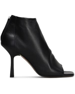 GISÉL MOIRÉ Dory Peep-Toe Rear-Zip Ankle Boots - Black