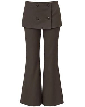 ELEH Double-Breasted Layered-Effect Trousers - Grey