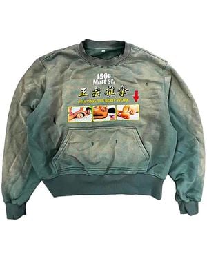 PRAYING Spa Graphic-Print Distressed Sweater - Green