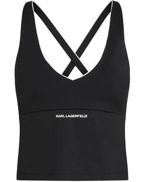 KARL LAGERFELD Contrast-Piping Athleisure Tank Top - Black