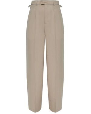 Ami Paris Pleated Buckle-Fastening Pants - Natural
