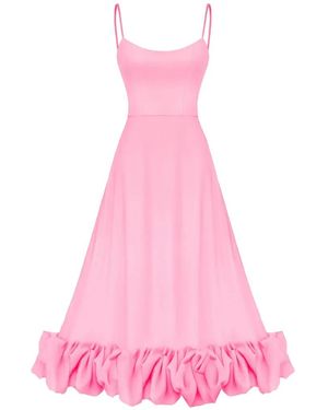 POST MERIDIEM Scoop-Neck Flounce-Hem Midi Dress - Pink