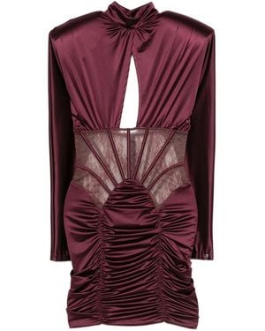 Nissa Lace Insert Satin Mini Dress - Purple