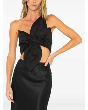JBQ Orchid One-Shoulder Bow-Detail Top - Black