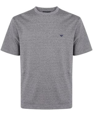 Emporio Armani Logo-Embroidered Cotton T-Shirt - Grey