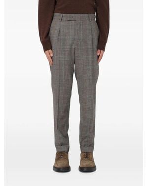 PT Torino Check Pleated Trousers - Grey