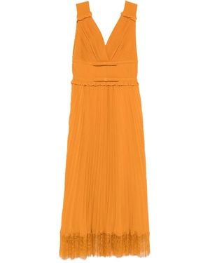 Self-Portrait Robe À Bords En Dentelle - Orange