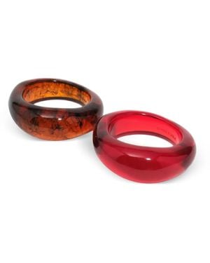 Bimba Y Lola Set De Dos Pulseras De Resina Con Efecto De Ámbar Y Granate - Rojo
