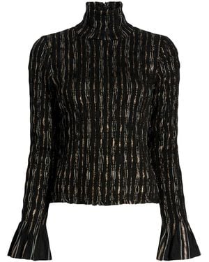 Cinq À Sept Lurex Striped Roll-Neck Top - Black