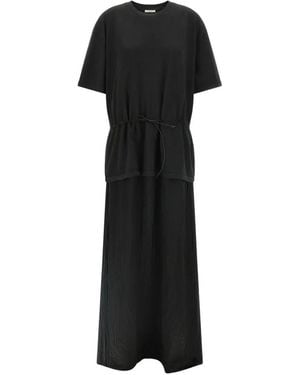 Haikure Drawstring Midi Dress - Black