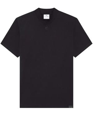 Courreges Volcano Logo-appliqué Cotton T-shirt - Black
