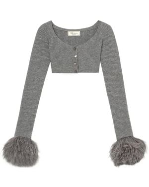 Blumarine Cropped Ribbed Cardigan - Grey