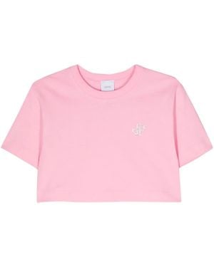 Patou Logo-Embellished Cotton Cropped T-Shirt - Pink