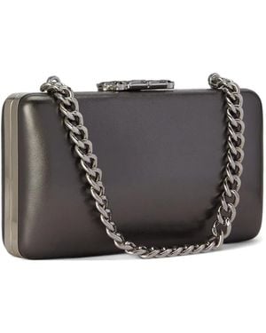 Ralph Lauren Franki Metallic Leather Clutch Bag - Grey