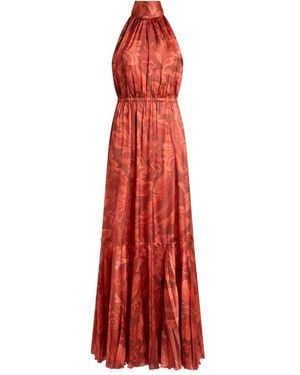 Etro Floral-Print Pleated Maxi Dress - Red