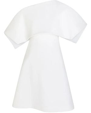 A.W.A.K.E. MODE One-Shoulder Cape-Overlay Mini Dress - White