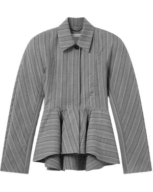 Stella McCartney Striped Peplum Fitted Jacket - Gray