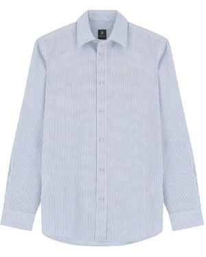 BOGGI Shirt Striped-Poplin Regular-Fit - Blue