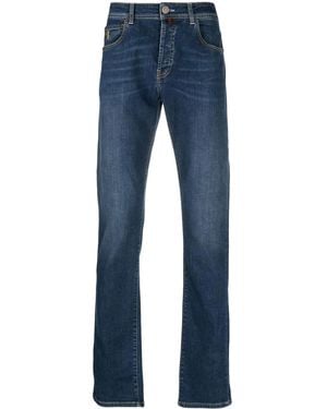 Billionaire Logo-Patch Straight-Leg Jeans - Blue