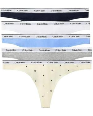 Calvin Klein Lot De 5 Strings À Bande Logo - Blue