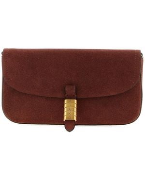 Pinko Medium Saddle Flat Suede Shoulder Bag - Purple