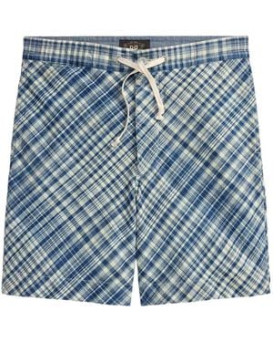 RRL Plaid Pocket Shorts - Blue