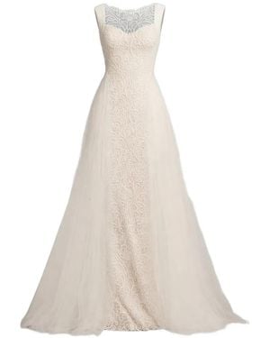 Tadashi Shoji Alamo Dot Embroidered Bridal Gown - White