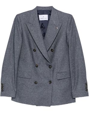 Manuel Ritz Double-Breasted Blazer - Blue