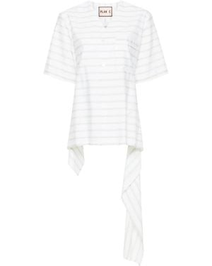 Plan C Striped Poplin Shirt - White