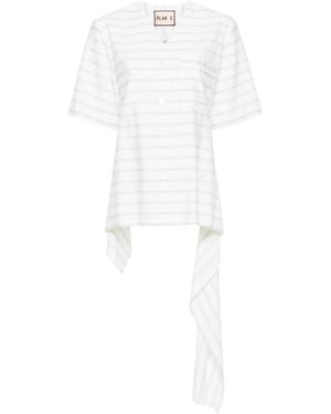 Plan C Striped Poplin Shirt - White