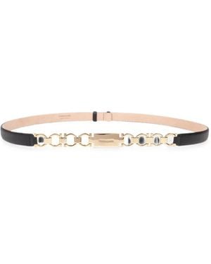 Ferragamo Gancini Extendable Leather Belt - White