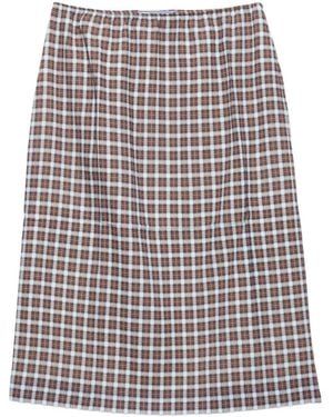 Prada Check-Print Sheath Skirt - Blue
