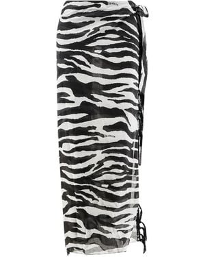 The Attico Zebra-Print Pareo Skirt - White