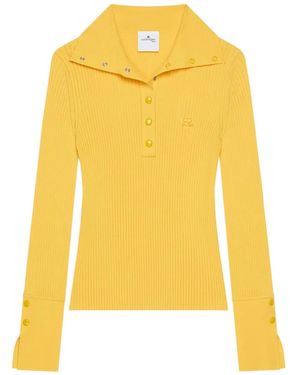 Courreges Polo de canalé - Amarillo