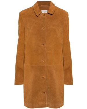 Claudie Pierlot Classic-Collar Suede Jacket - Brown