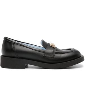 Chiara Ferragni Square-Toe Leather Loafers - Black