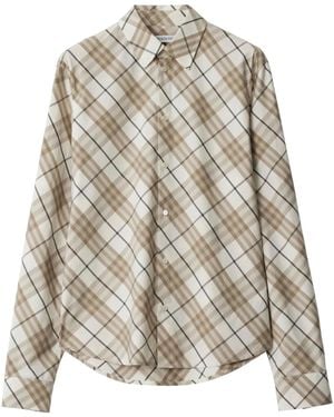 Burberry Check Cotton Shirt - Brown