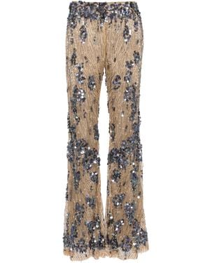 Alberta Ferretti Sequin-Embellishment Flared Pants - Natural