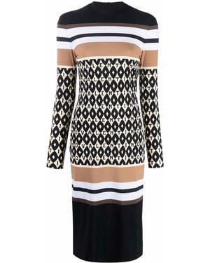 Valentino Garavani Logo-Pattern Striped Dress - Black