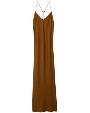 Ba&sh Bead-Embellished V-Neck Dress - Brown