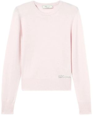 Blumarine Logo-Embroidered Sweater - Pink