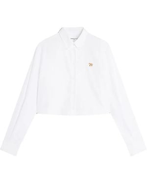 Maison Kitsuné Baby Fox-appliqué Cropped Shirt - ホワイト