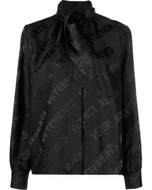 Vetements Logo-Jacquard Button-Up Shirt - Black
