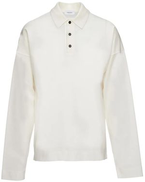 Ferragamo Long-Sleeve Cotton Polo Shirt - White