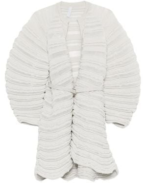 CFCL Veste En Maille Côtelée À Taille Ceinturée - White