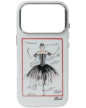 KARL LAGERFELD Sketches Iphone 17 Pro Case - White