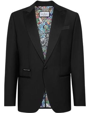 Philipp Plein Blazer con solapas de pico y cuentas - Negro
